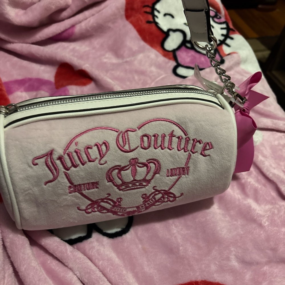 Juicy Couture Pink and White Bag with Bow Charm